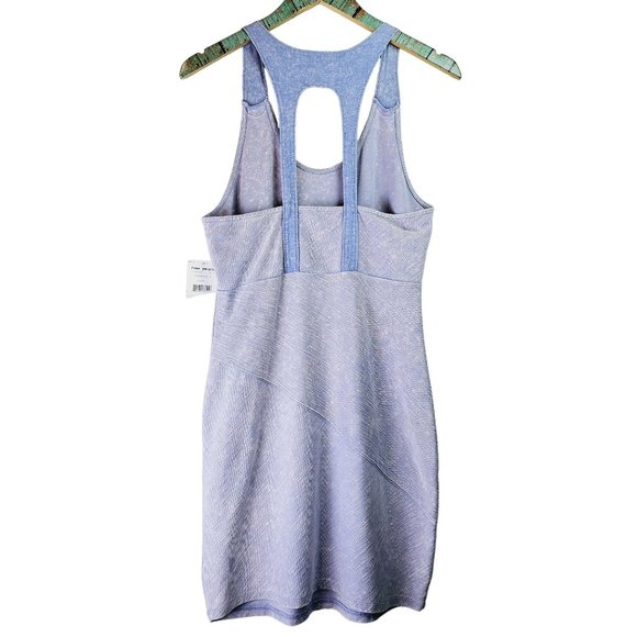Free People Changing Directions Blue Space Dye Bodycon Mini Dress, Sz Lg, NWT - Picture 2 of 9